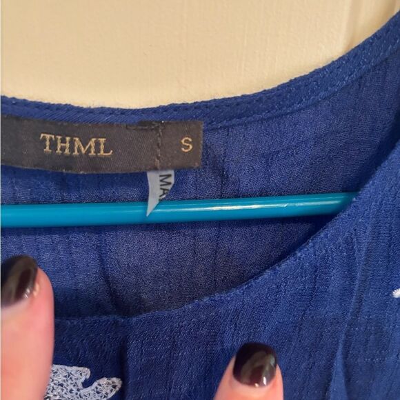 THML Royal Blue Blouse with White Embroidery - Picture 4 of 5